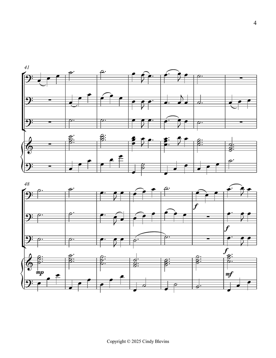 Morning Has Broken, for Three Trombones and Piano Trombone Trio scores gallery preview page 5