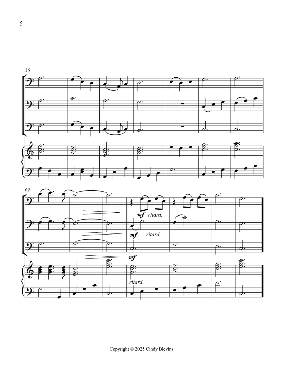 Morning Has Broken, for Three Trombones and Piano Trombone Trio scores gallery preview page 6