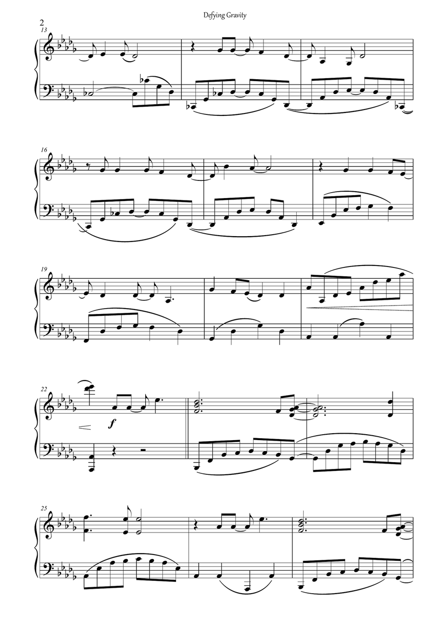 Defying Gravity Piano Solo scores gallery preview page 3