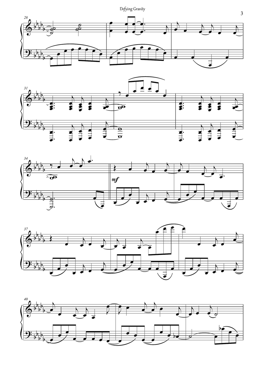 Defying Gravity Piano Solo scores gallery preview page 4