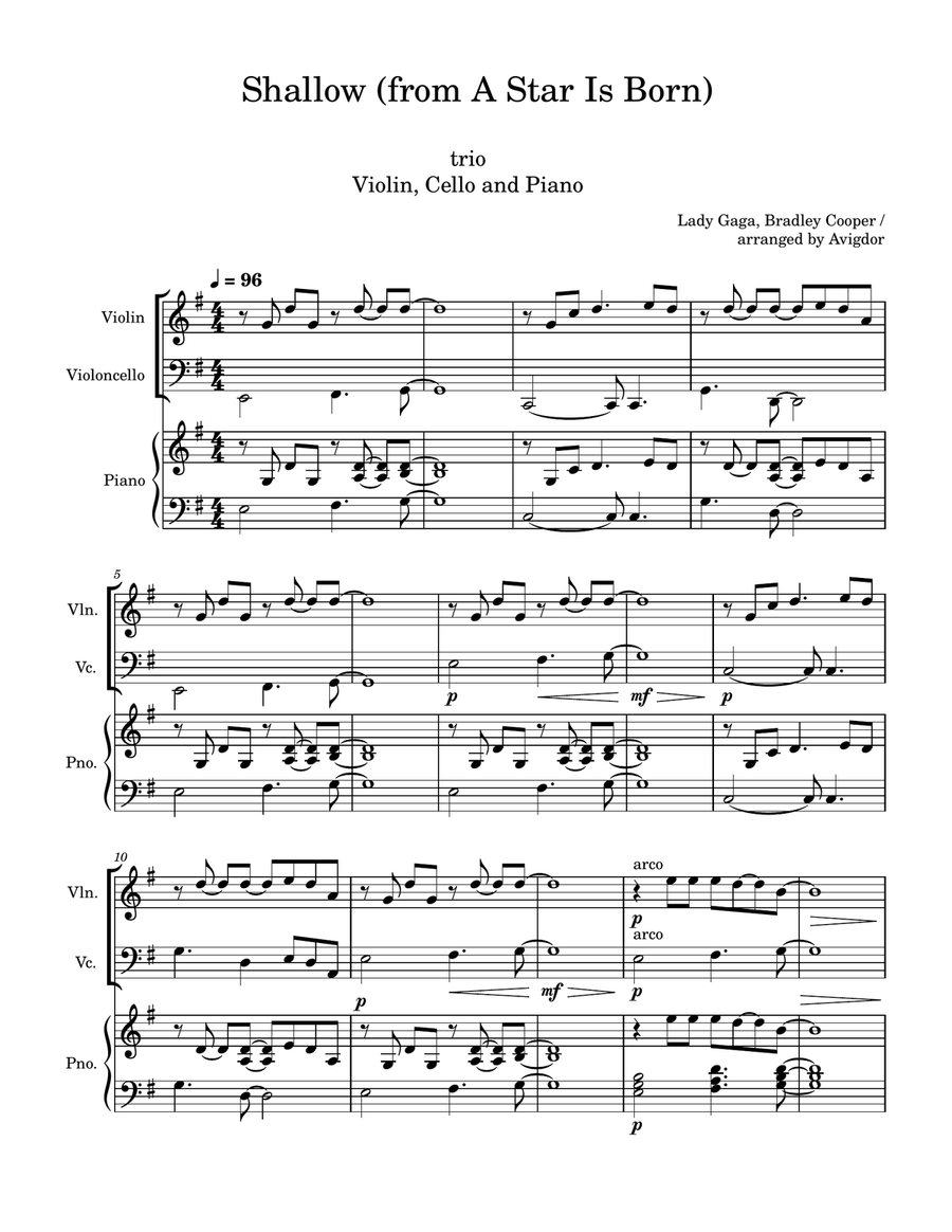 Shallow Shallow String Duet scores gallery preview page 1