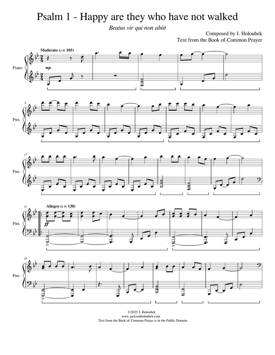 Psalm 1 BCP - for cantor with congregational refrain Piano, Vocal scores gallery preview page 1