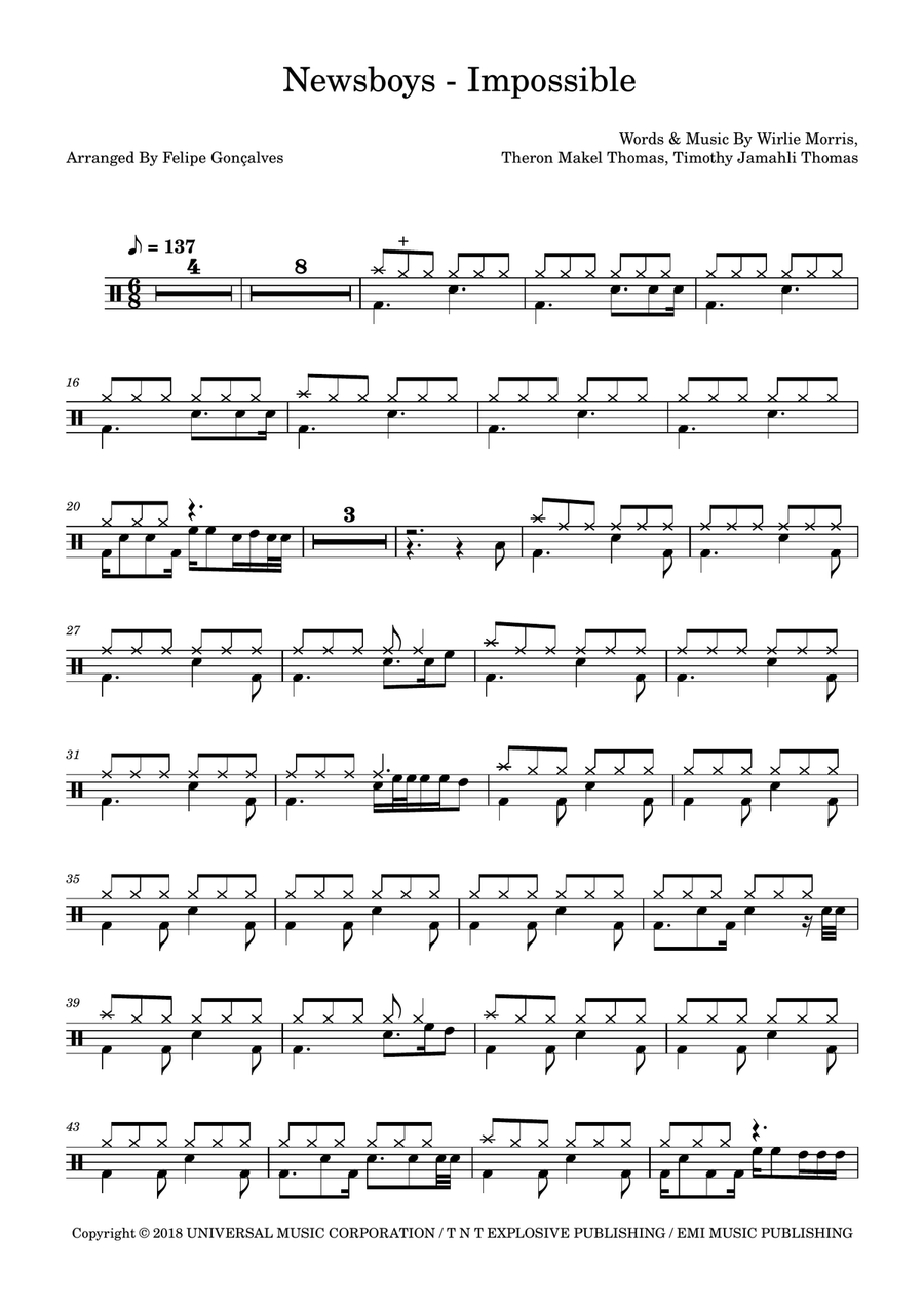 Impossible Impossible Drum Set scores gallery preview page 1