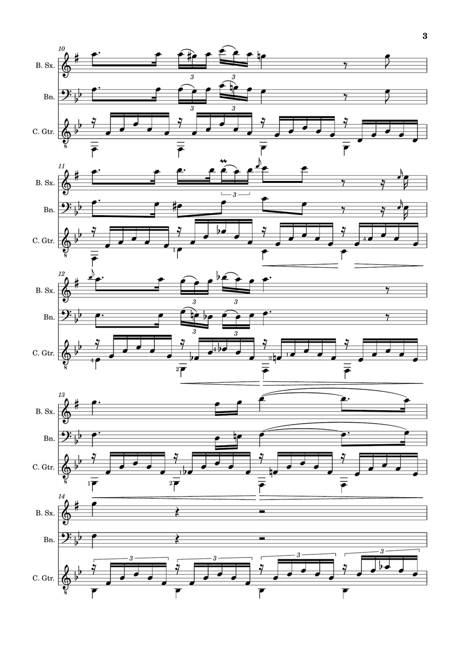 Ave Maria by F. Schubert – B. Sax, Bassoon and Guitar. Score and Parts Small Ensemble scores gallery preview page 3