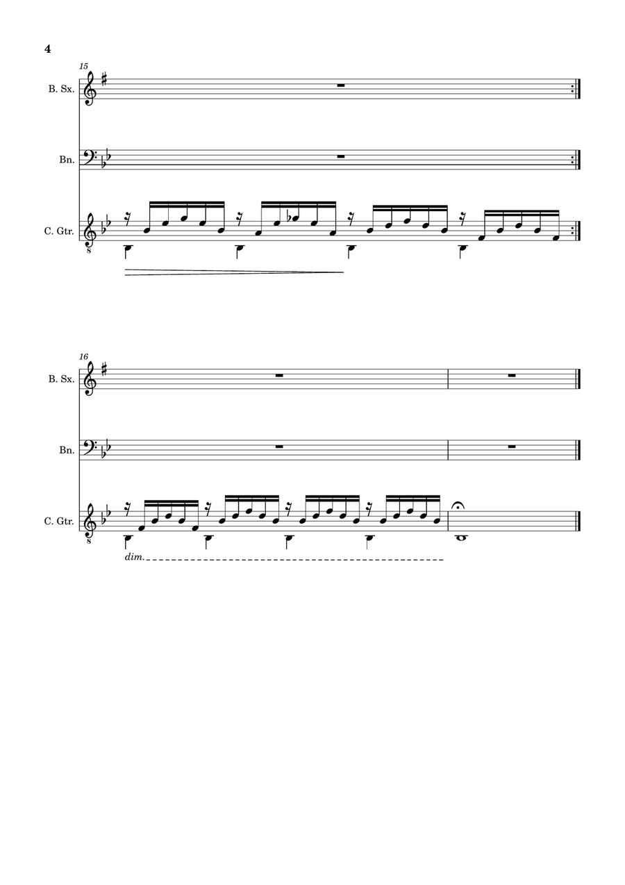 Ave Maria by F. Schubert – B. Sax, Bassoon and Guitar. Score and Parts Small Ensemble scores gallery preview page 4