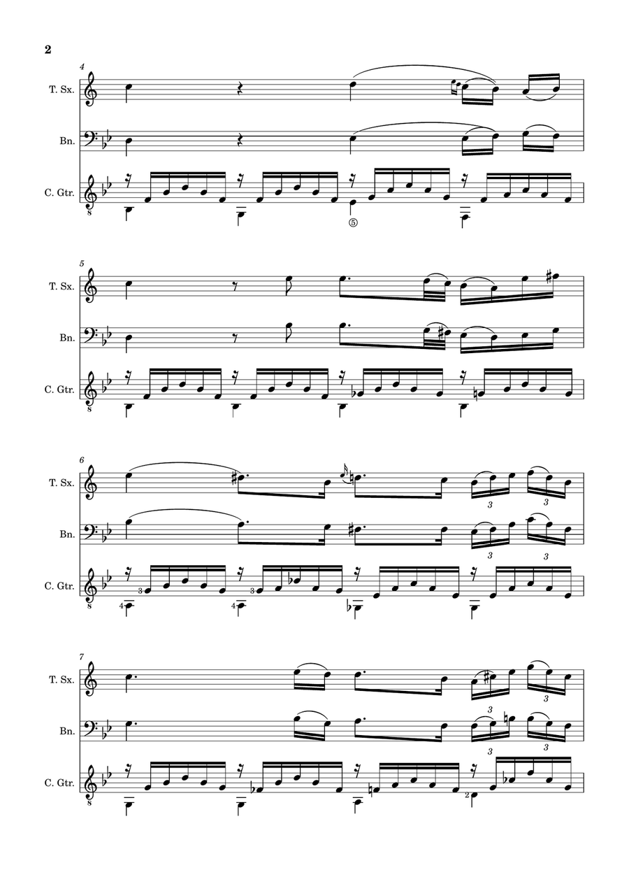 Ave Maria by F. Schubert – T. Sax, Bassoon and Guitar. Score and Parts Small Ensemble scores gallery preview page 2