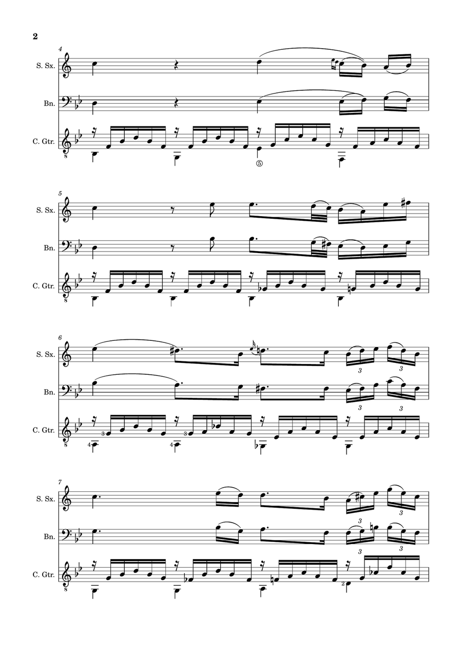 Ave Maria by F. Schubert – S. Sax, Bassoon and Guitar. Score and Parts Small Ensemble scores gallery preview page 2