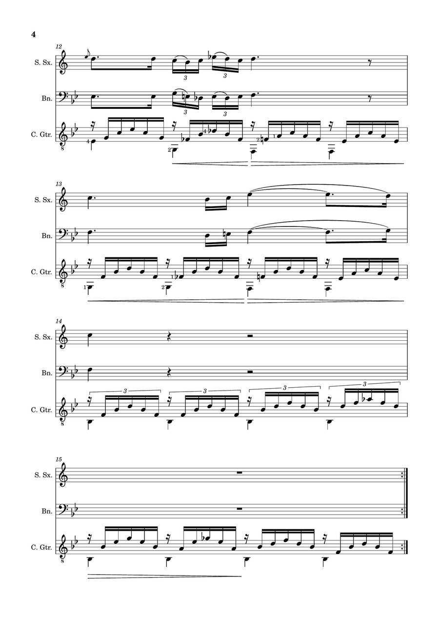 Ave Maria by F. Schubert – S. Sax, Bassoon and Guitar. Score and Parts Small Ensemble scores gallery preview page 4