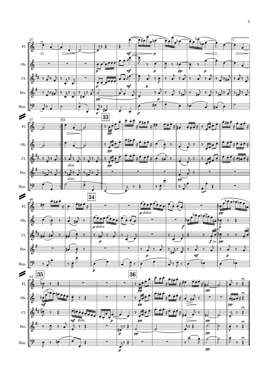 Elgar: The Wand of Youth, Suite No.2 Op.1b III.Moths and Butterflies (Dance) - wind quintet Woodwind Quintet scores gallery preview page 3