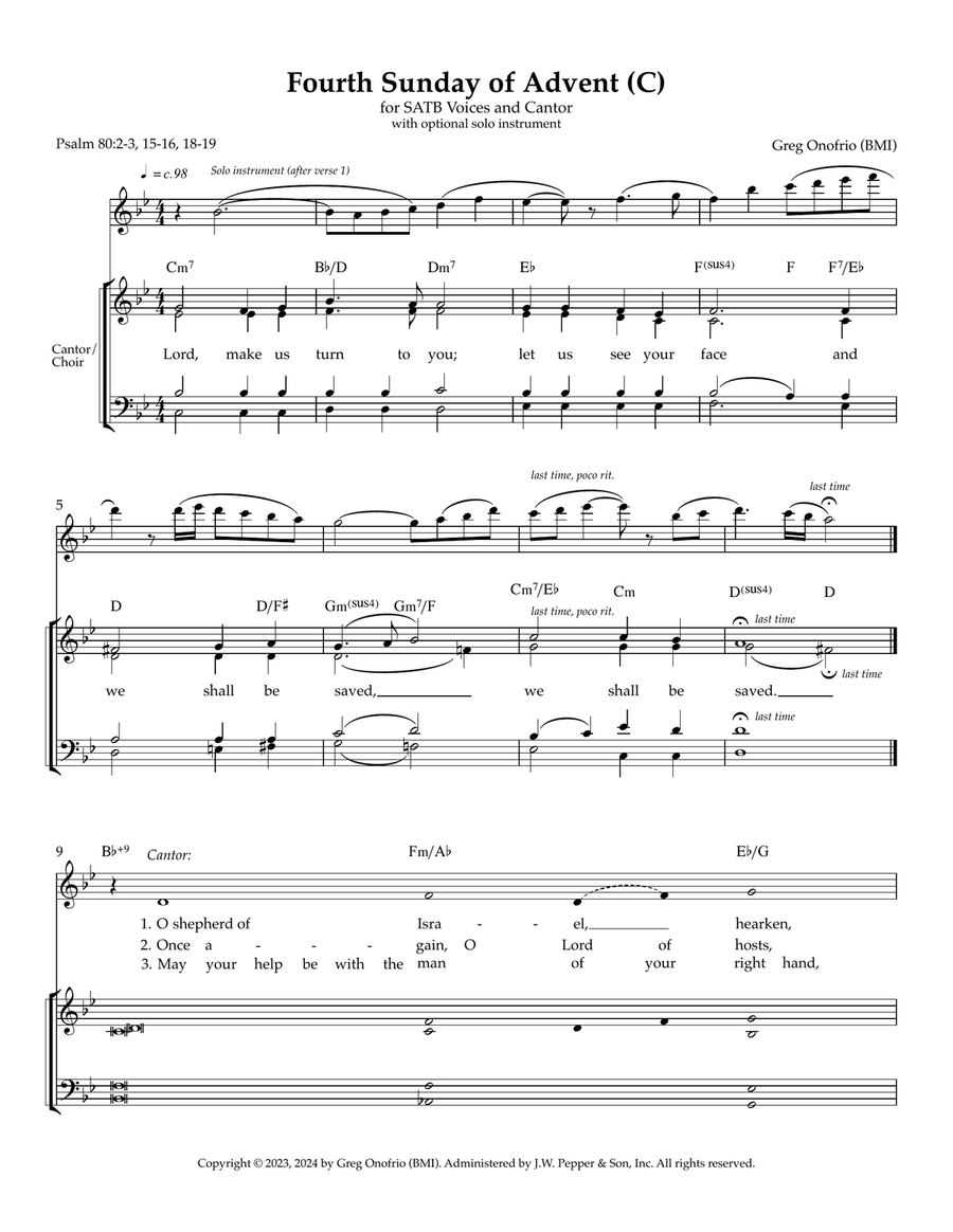 Psalm 80: Fourth Sunday of Advent (Year C) 4-Part scores gallery preview page 2
