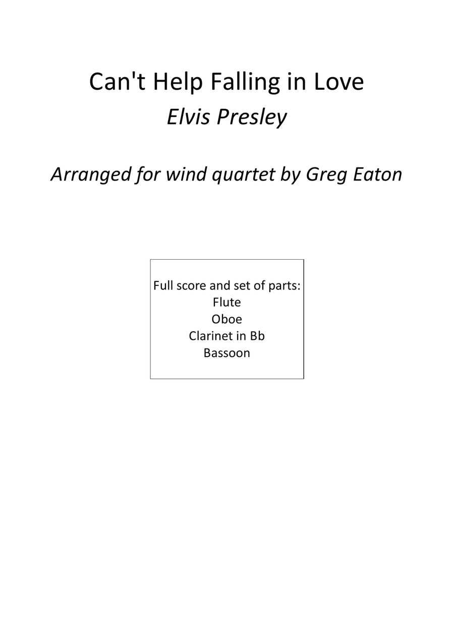Can't Help Falling In Love Woodwind Quartet scores gallery preview page 1