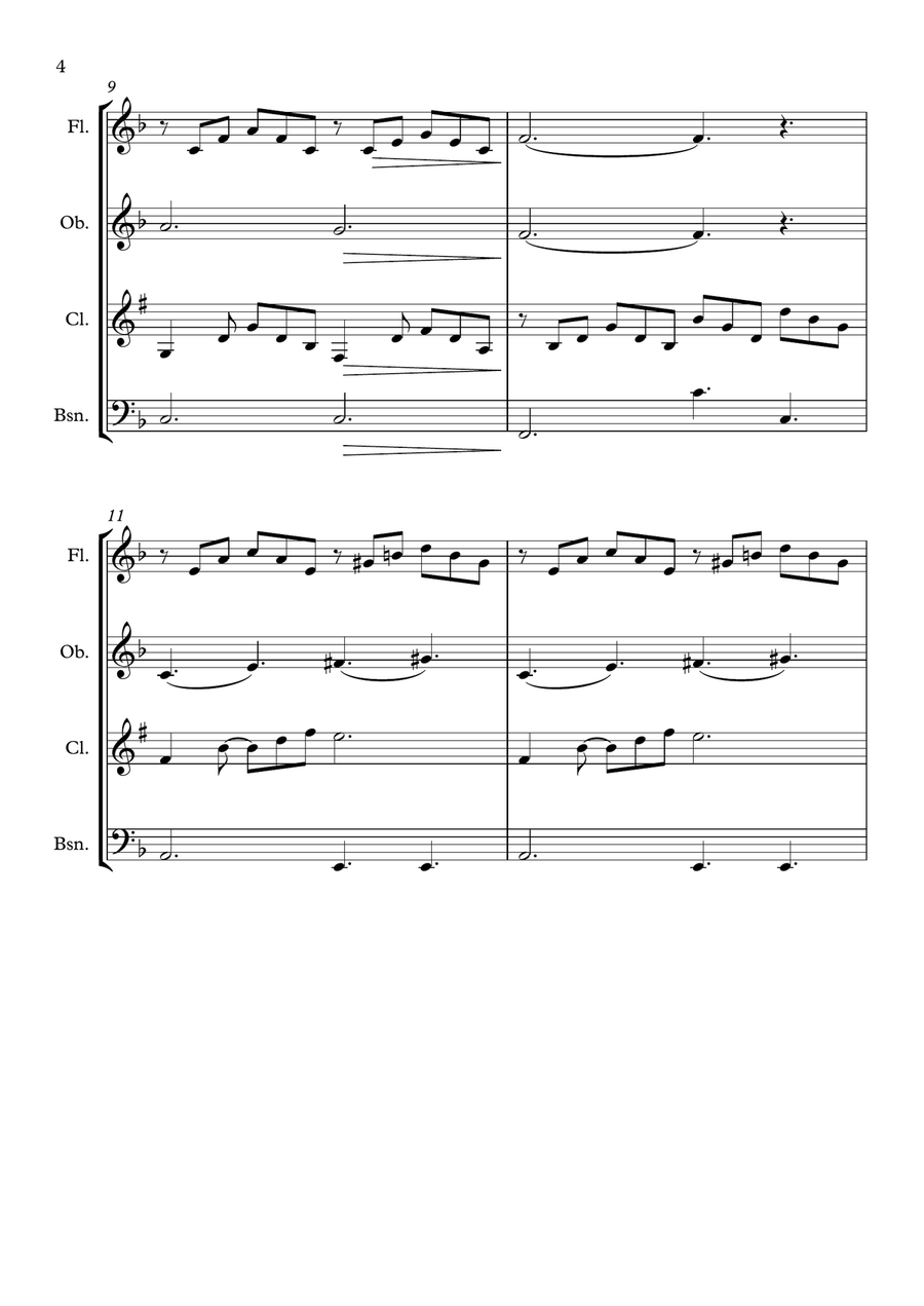 Can't Help Falling In Love Woodwind Quartet scores gallery preview page 4