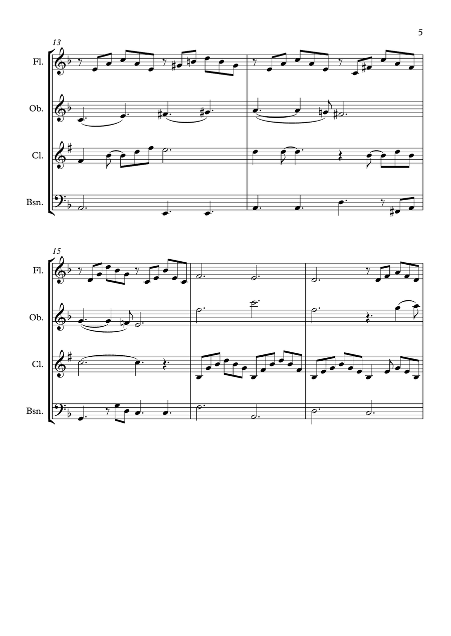 Can't Help Falling In Love Woodwind Quartet scores gallery preview page 5