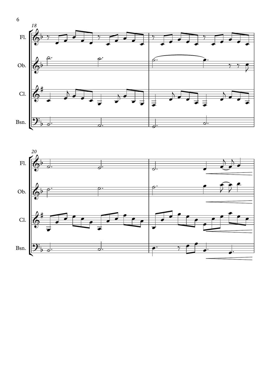 Can't Help Falling In Love Woodwind Quartet scores gallery preview page 6