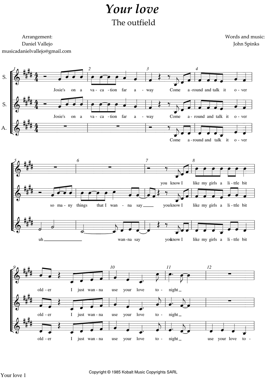 Your Love Your Love SSA scores gallery preview page 1