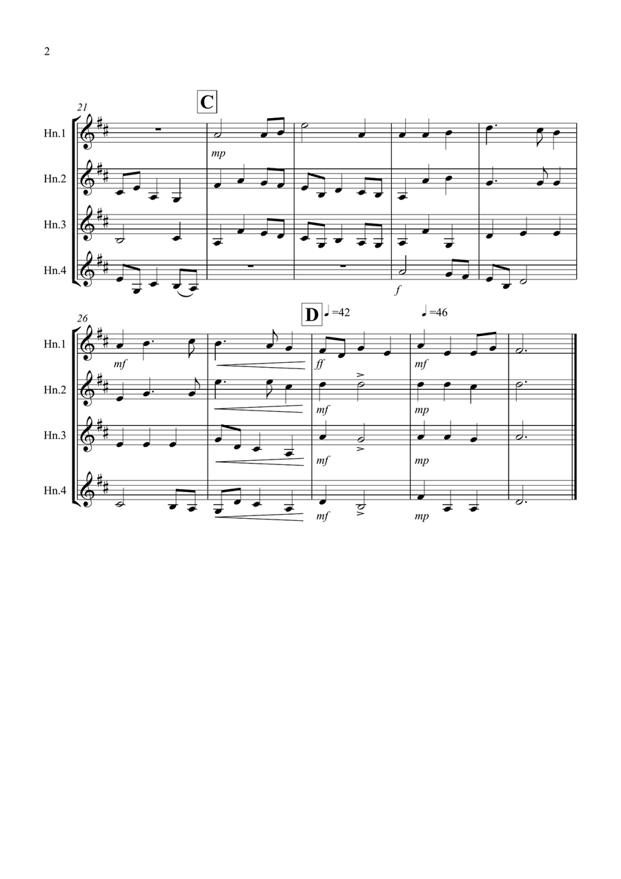Nimrod (from the Enigma Variations) for Horn Quartet French Horn Quartet scores gallery preview page 2