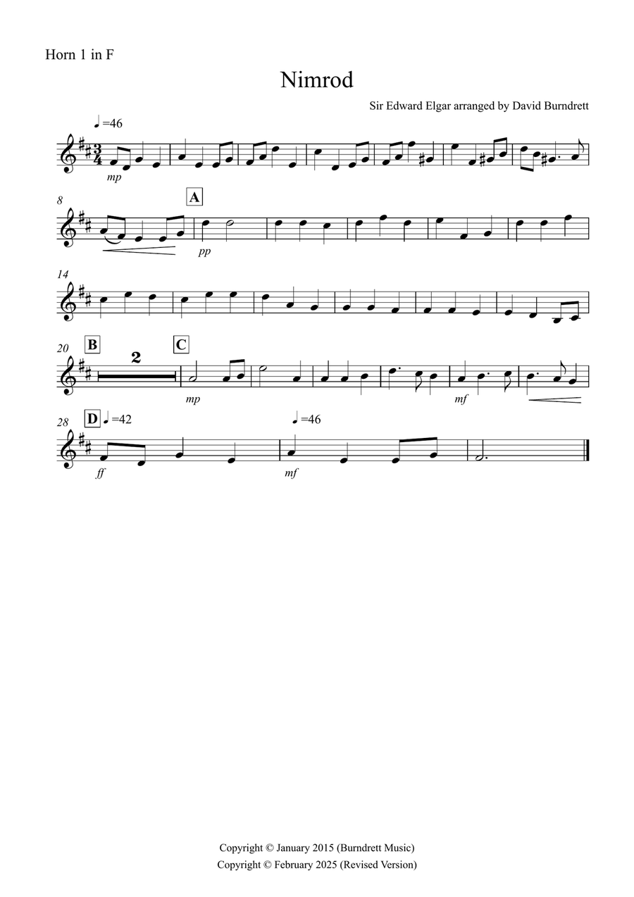 Nimrod (from the Enigma Variations) for Horn Quartet French Horn Quartet scores gallery preview page 3