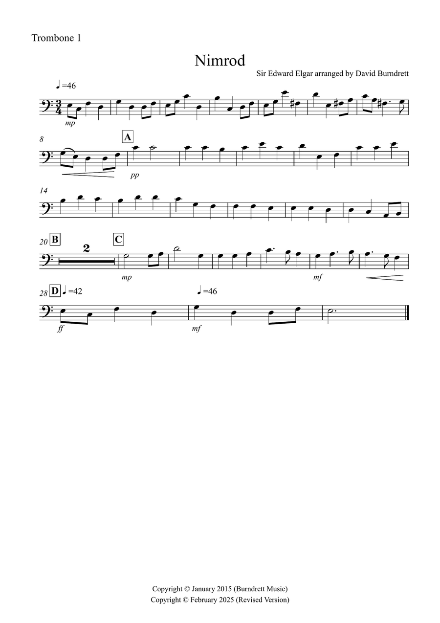 Nimrod (from the Enigma Variations) for Trombone Quartet Trombone Quartet scores gallery preview page 3