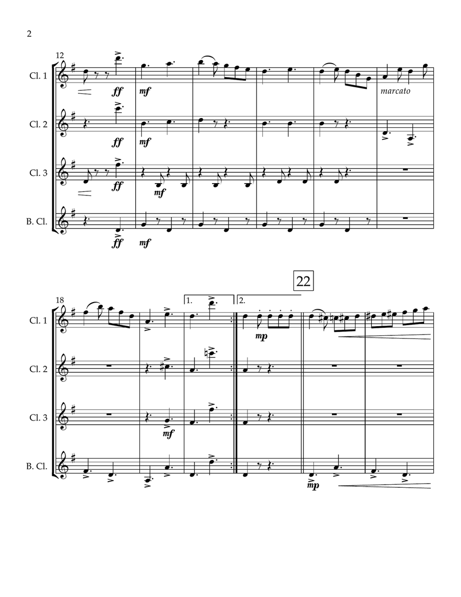 Cave of the Winds (Clarinet Quartet) Clarinet Quartet scores gallery preview page 2