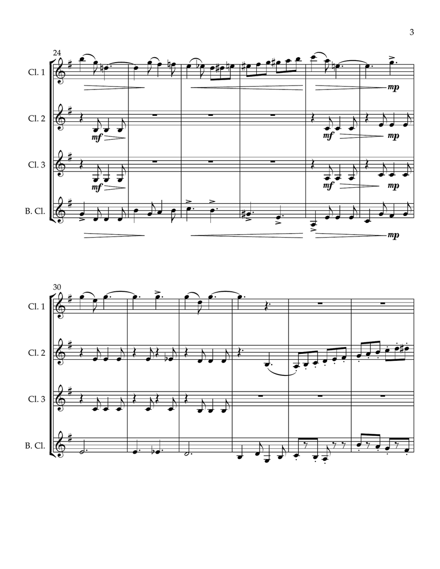 Cave of the Winds (Clarinet Quartet) Clarinet Quartet scores gallery preview page 3