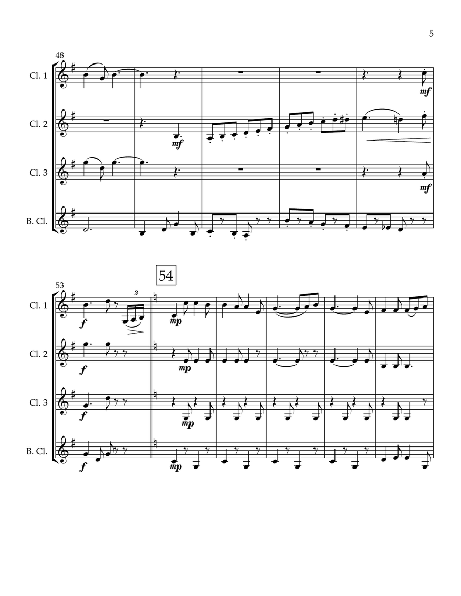 Cave of the Winds (Clarinet Quartet) Clarinet Quartet scores gallery preview page 5
