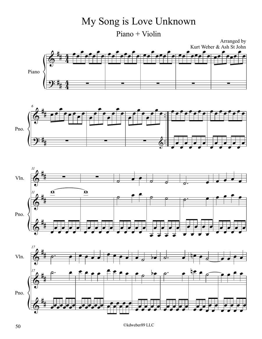 My Song is Love Unknown (Piano + Violin Duet) String Duet scores gallery preview page 1