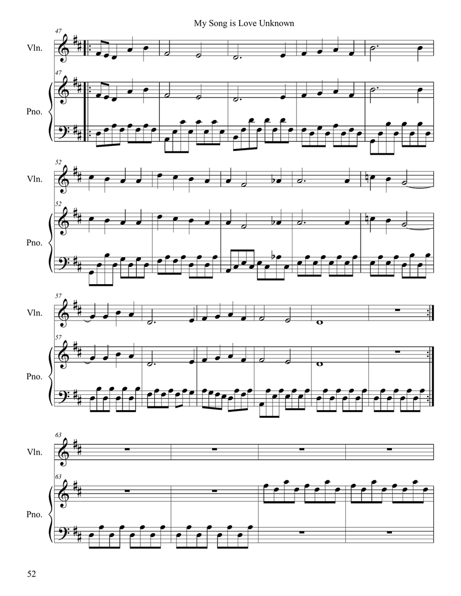 My Song is Love Unknown (Piano + Violin Duet) String Duet scores gallery preview page 3