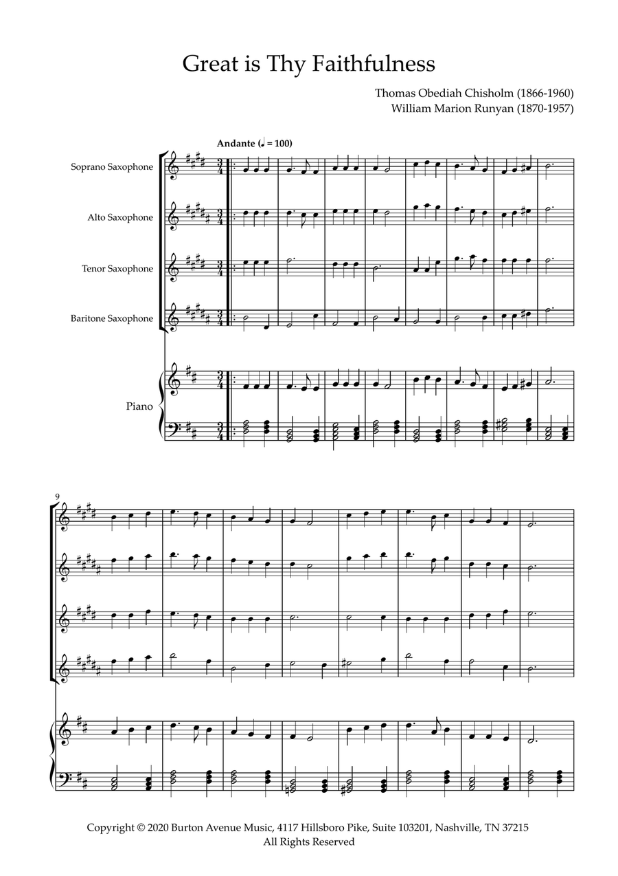 Great Is Thy Faithfulness Small Ensemble scores gallery preview page 1