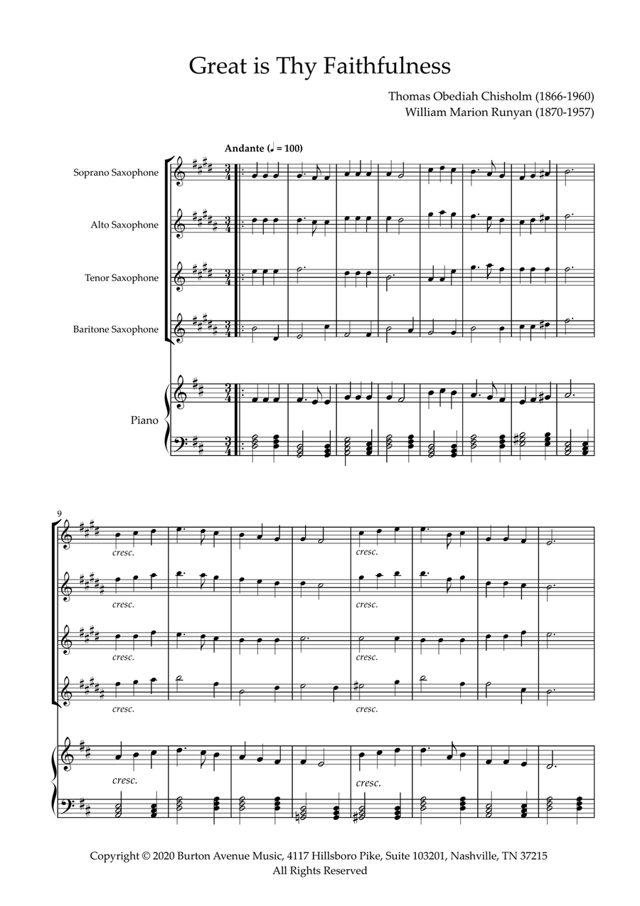 Great Is Thy Faithfulness Small Ensemble scores gallery preview page 1