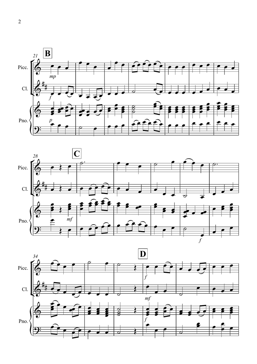 Be Thou My Vision for Piccolo and Clarinet Duet Clarinet Duet scores gallery preview page 2