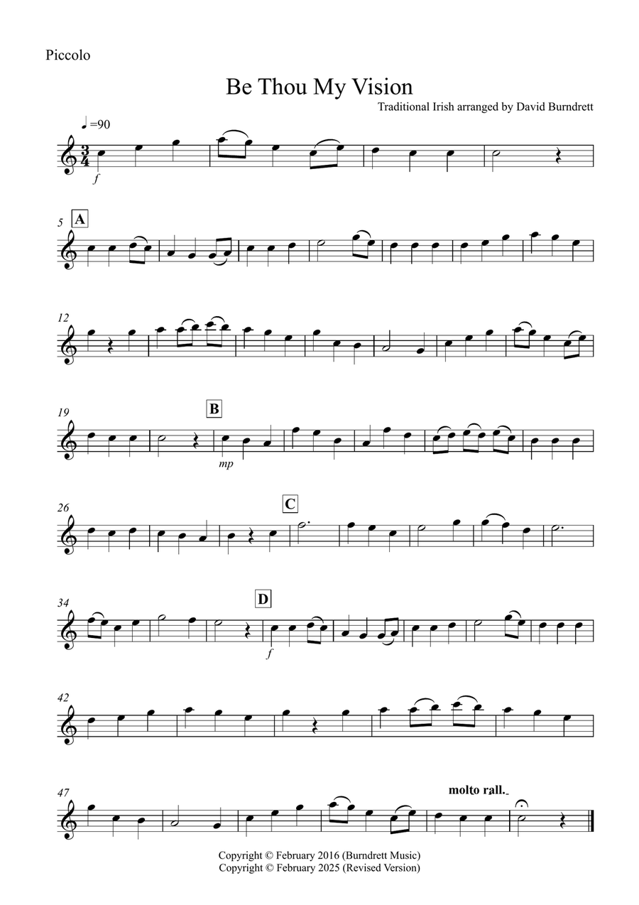 Be Thou My Vision for Piccolo and Clarinet Duet Clarinet Duet scores gallery preview page 4
