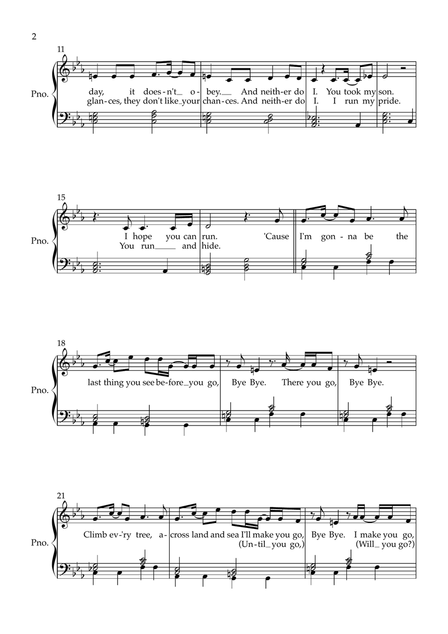 Bye Bye Bye Bye Piano, Vocal scores gallery preview page 2