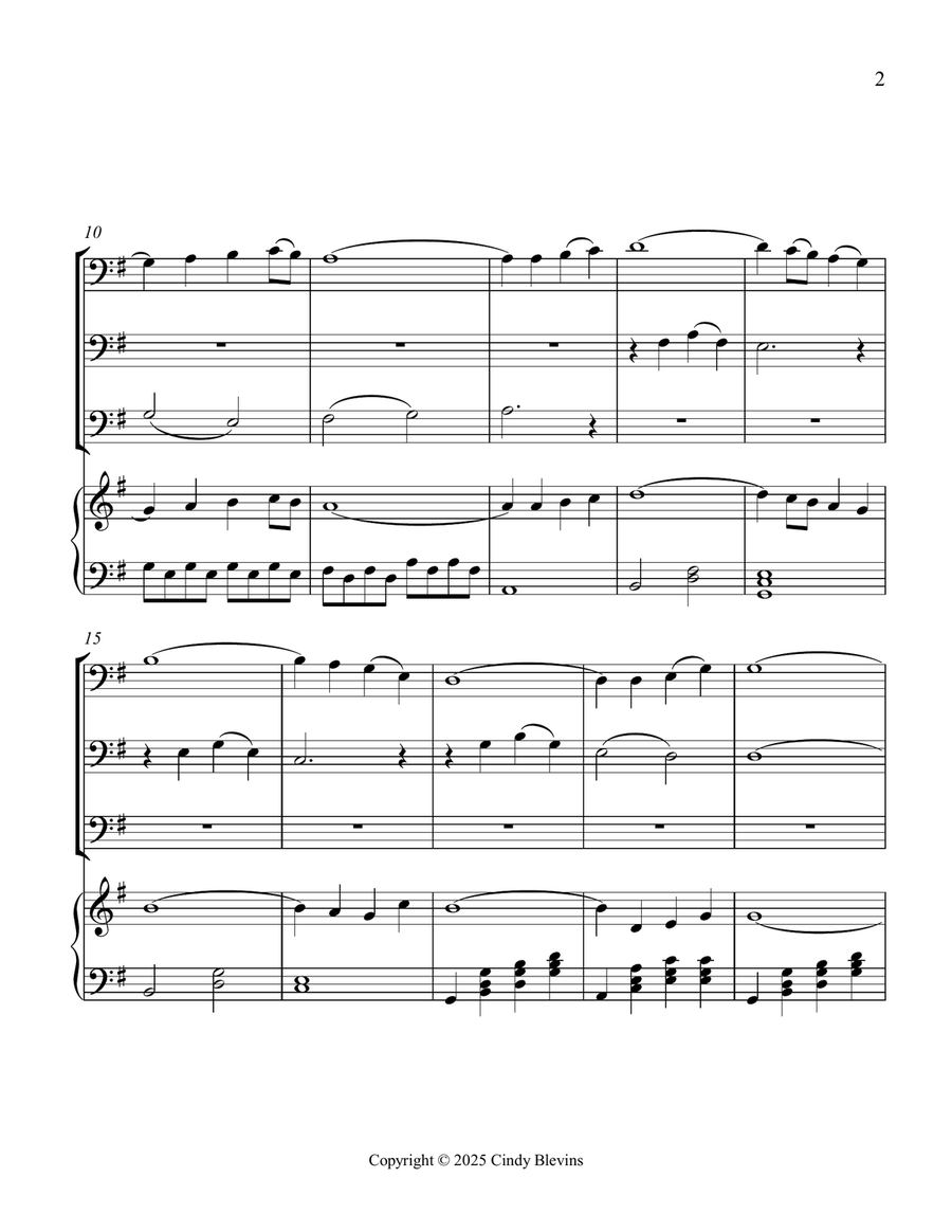 The Water Is Wide, for Three Trombones and Piano Trombone Trio scores gallery preview page 3