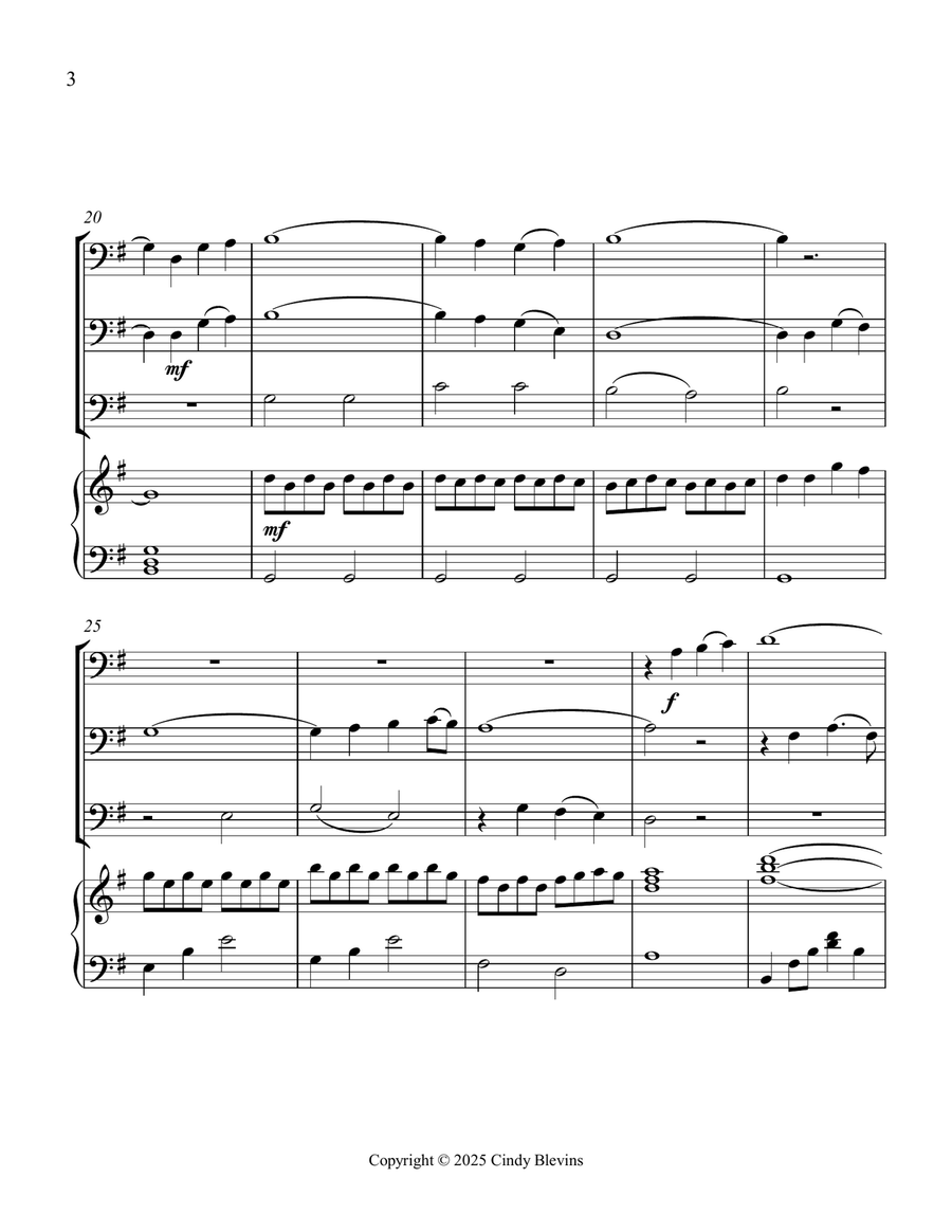 The Water Is Wide, for Three Trombones and Piano Trombone Trio scores gallery preview page 4