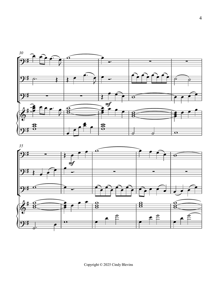 The Water Is Wide, for Three Trombones and Piano Trombone Trio scores gallery preview page 5
