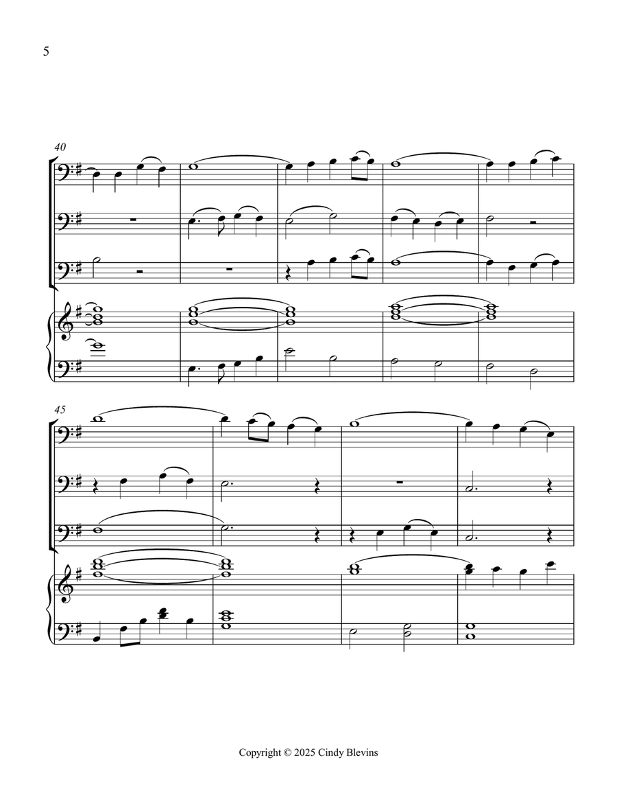 The Water Is Wide, for Three Trombones and Piano Trombone Trio scores gallery preview page 6