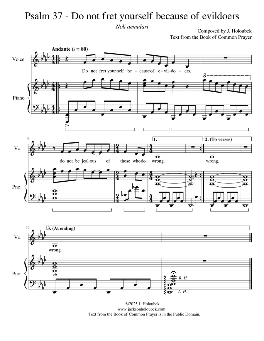 Psalm 37 BCP - for cantor with congregational refrain Piano, Vocal scores gallery preview page 1
