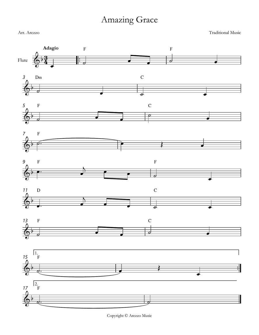 john newton amazing grace Flute lead sheet in F Chords Symbols Flute Solo scores gallery preview page 1