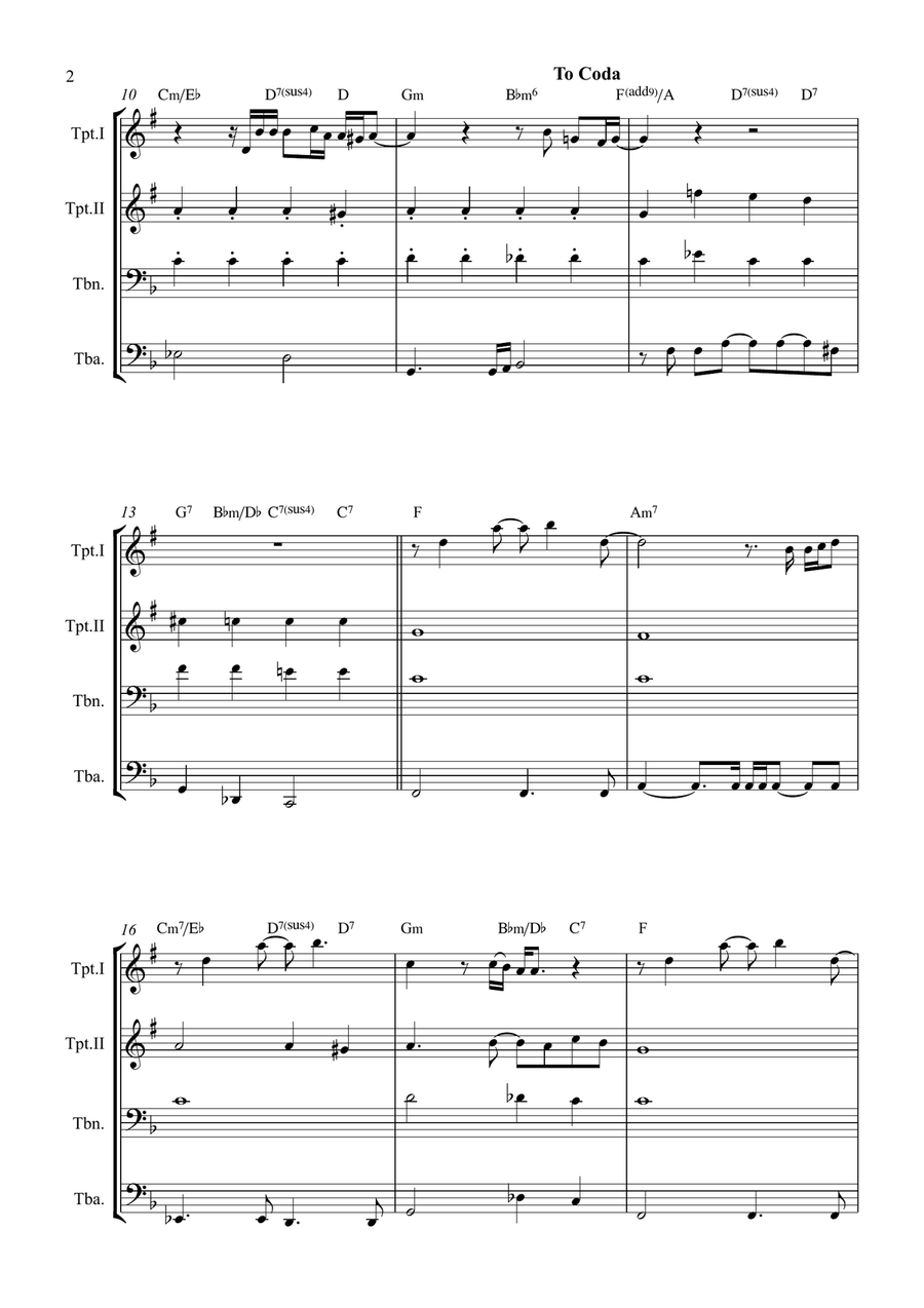 All By Myself Brass Quartet scores gallery preview page 2