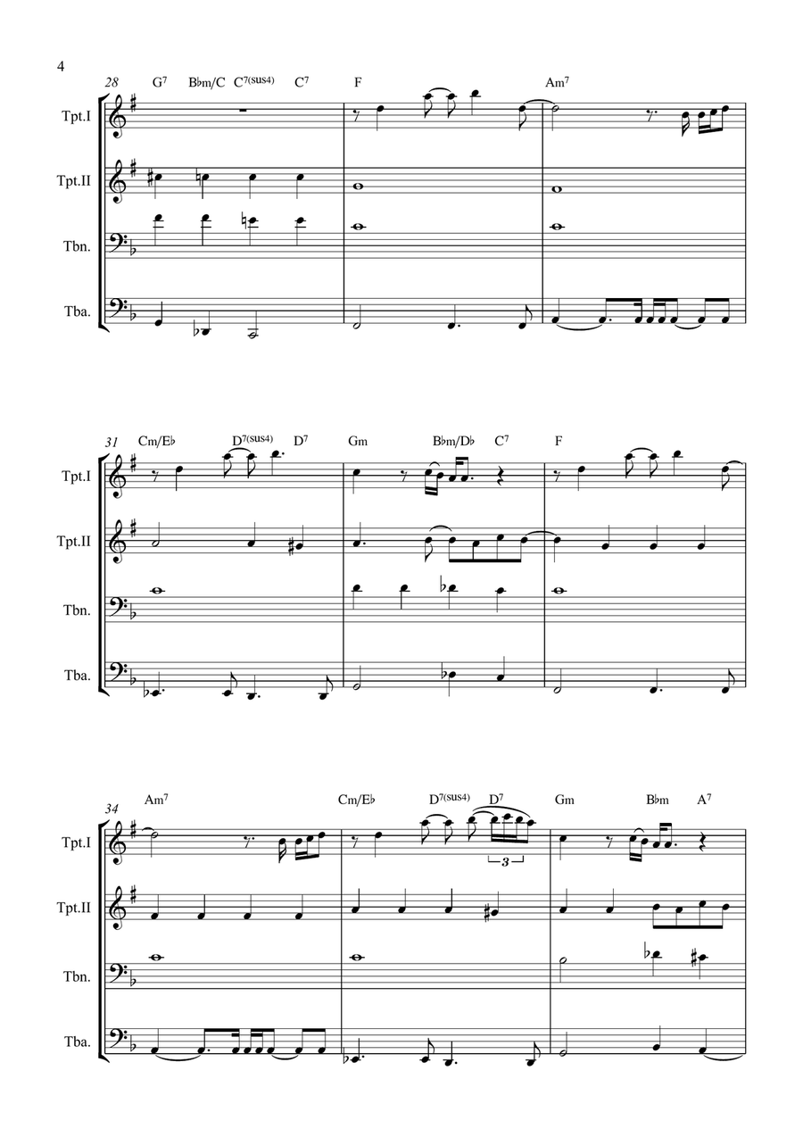 All By Myself Brass Quartet scores gallery preview page 4