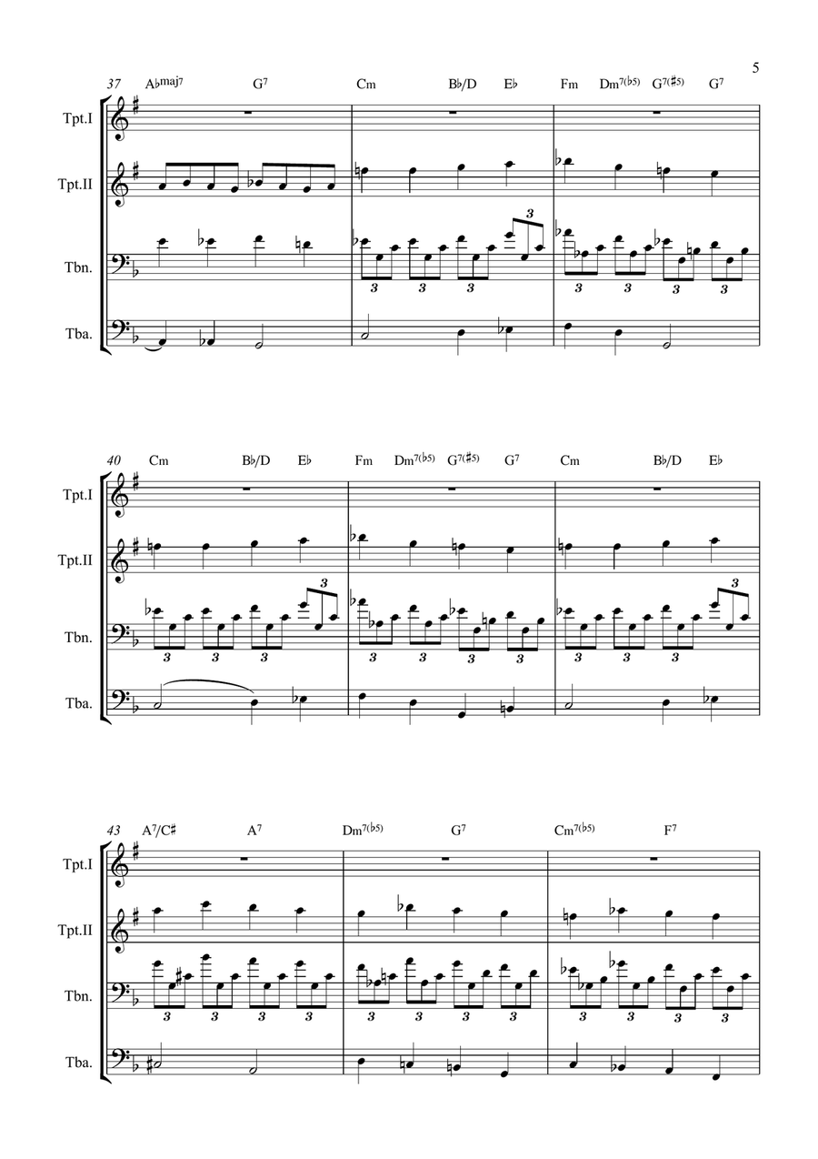 All By Myself Brass Quartet scores gallery preview page 5