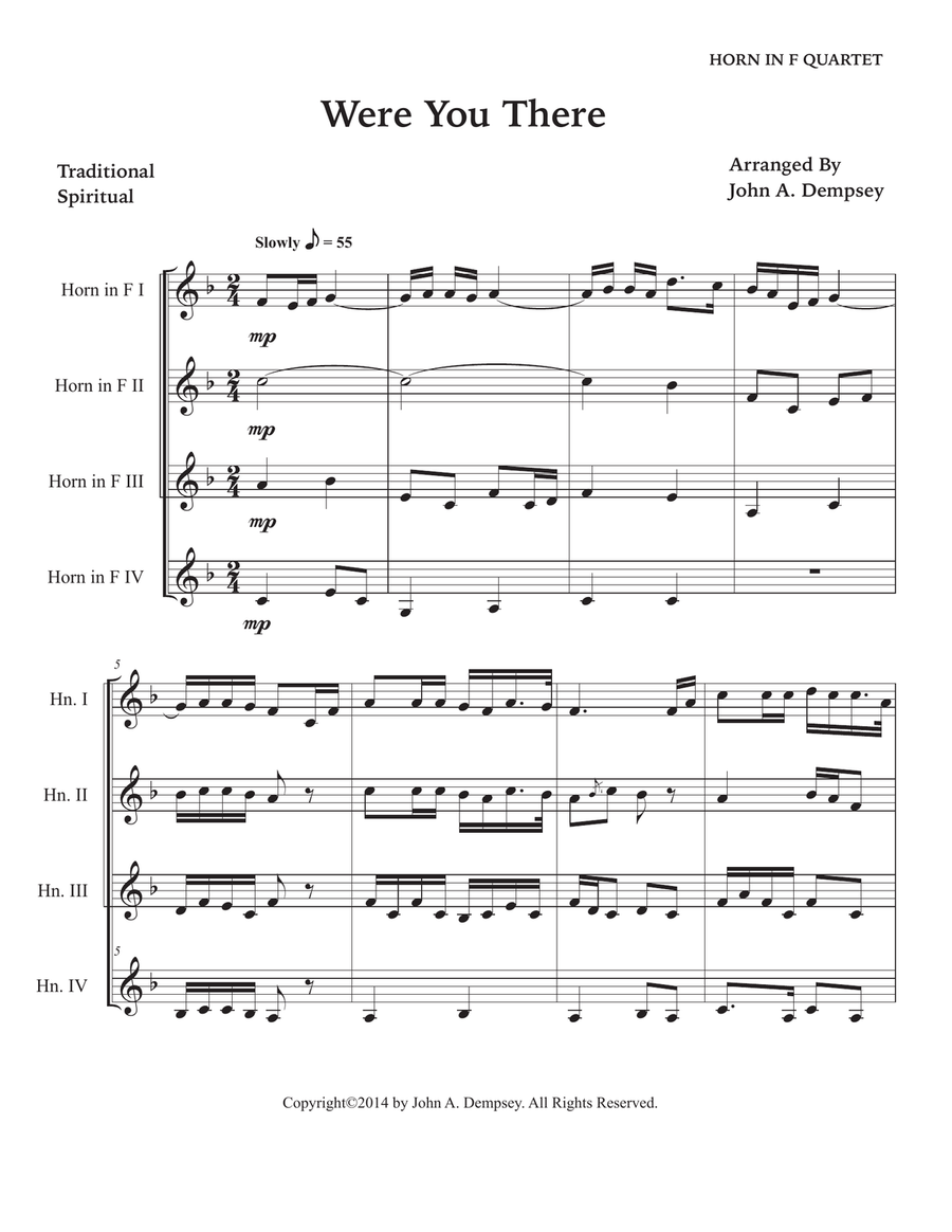 Were You There (Horn in F Quartet) Brass Quartet scores gallery preview page 5
