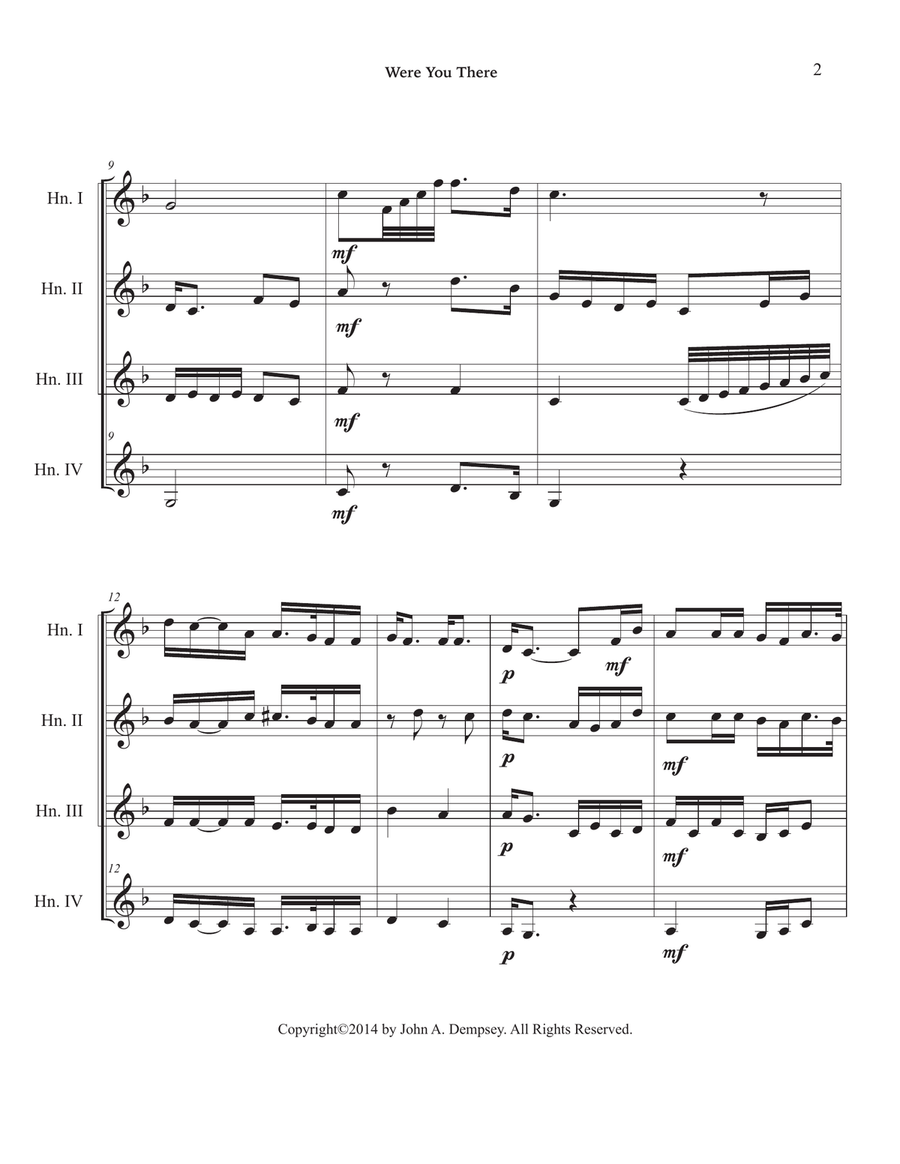 Were You There (Horn in F Quartet) Brass Quartet scores gallery preview page 6