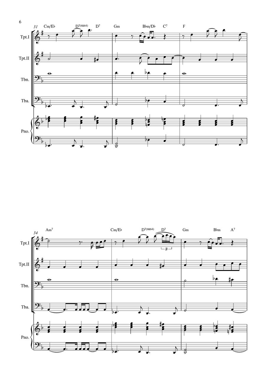 All By Myself Brass Quartet scores gallery preview page 6