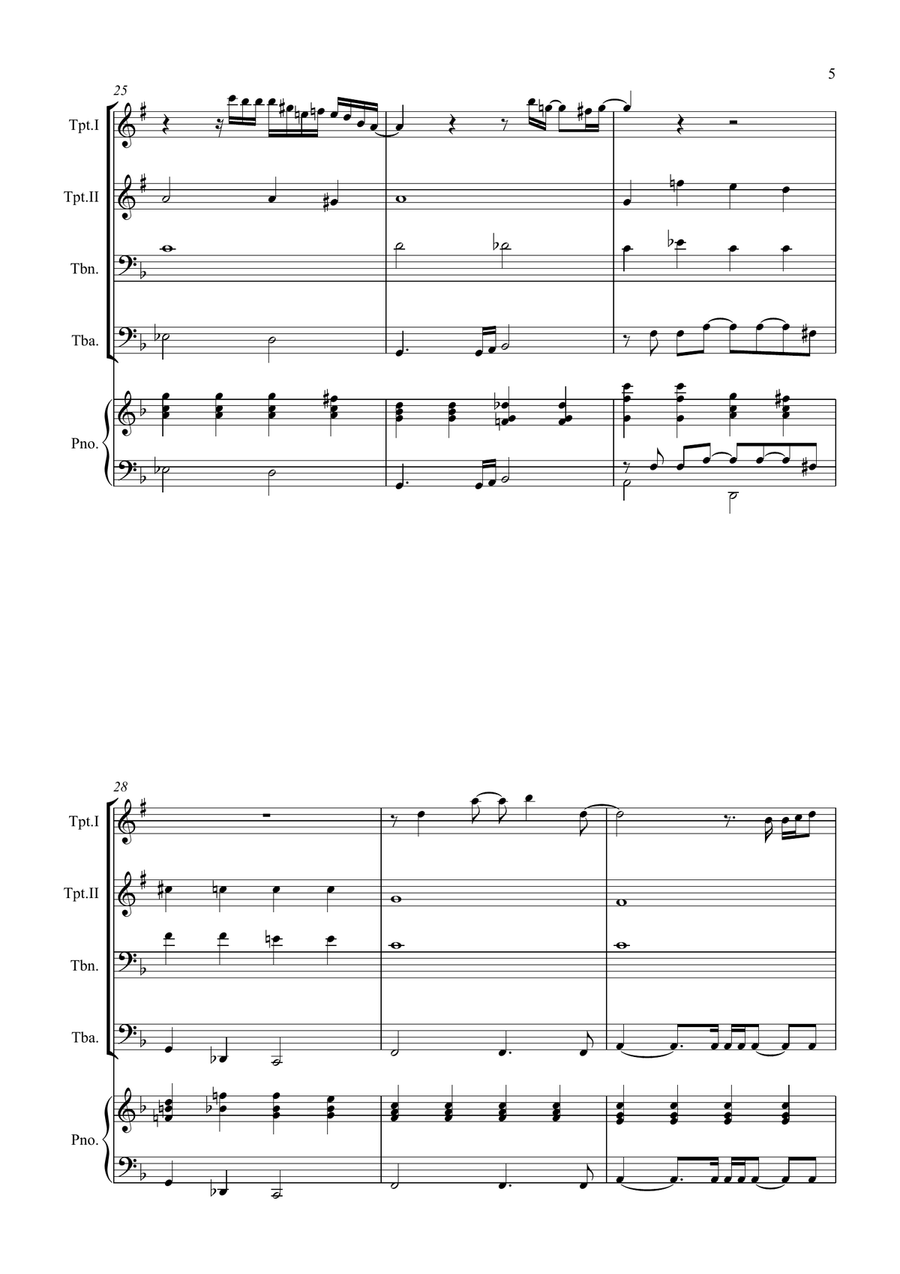 All By Myself Brass Quartet scores gallery preview page 5
