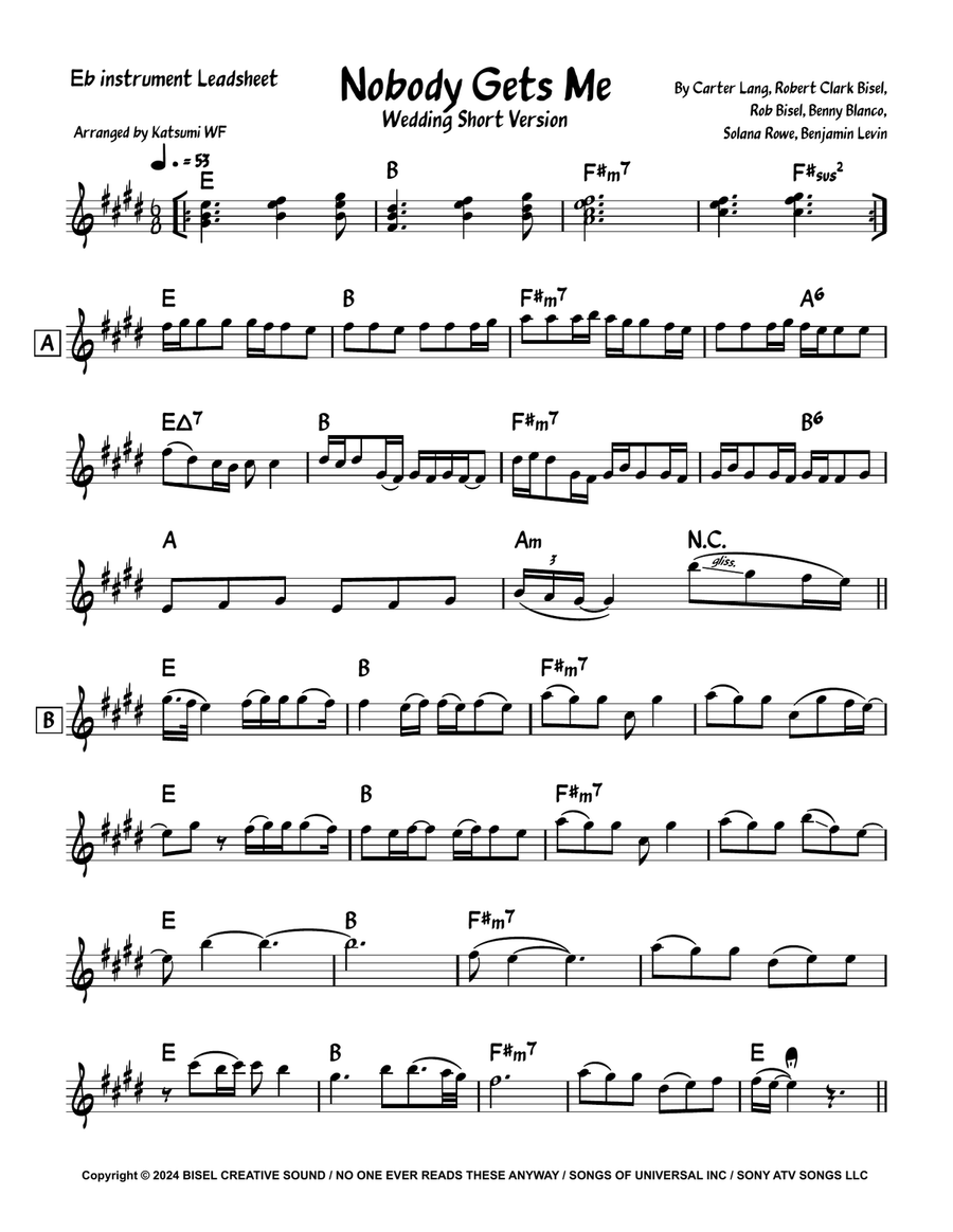 Nobody Gets Me Piano scores gallery preview page 1