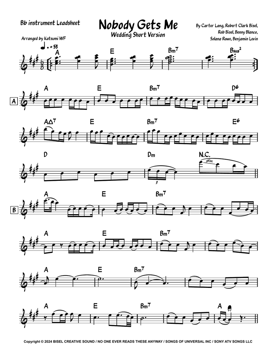 Nobody Gets Me Piano scores gallery preview page 1