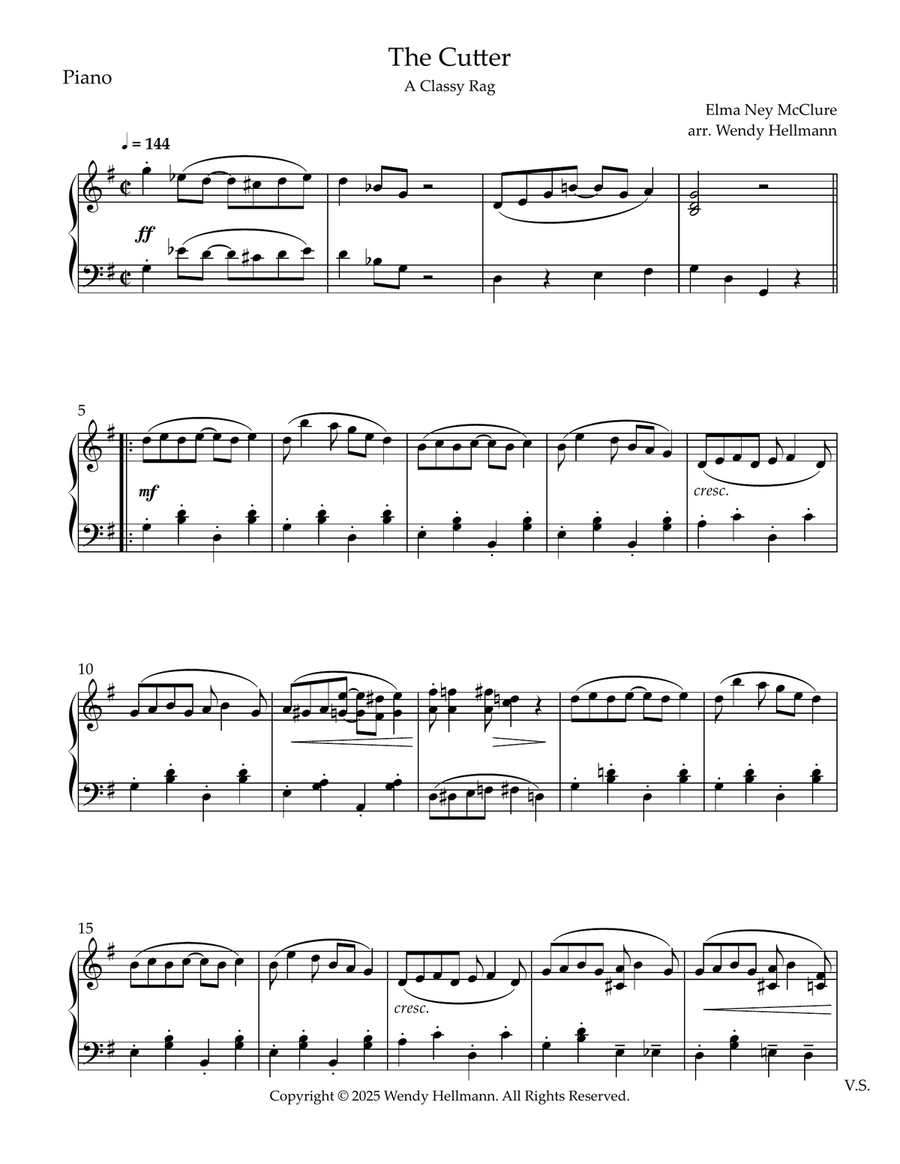 The Cutter Piano Solo scores gallery preview page 1