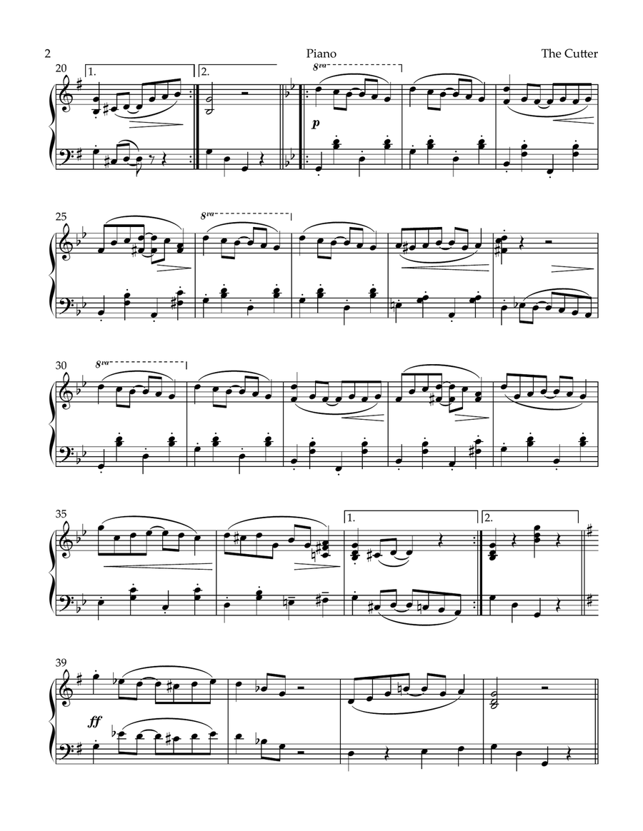 The Cutter Piano Solo scores gallery preview page 2
