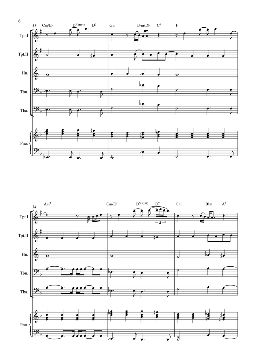All By Myself Brass Quintet scores gallery preview page 6